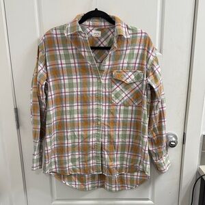 Aritzia Wilfred Multicolor Button Down Plaid Shirt Size‎ 1 Oversized